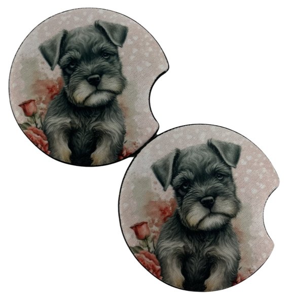 Car Coasters Miniature Schnauzer Dog Life Set of 2 Neoprene Absorbent - Picture 2 of 9